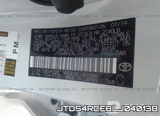 JTDS4RCE8LJ040138 фото 10