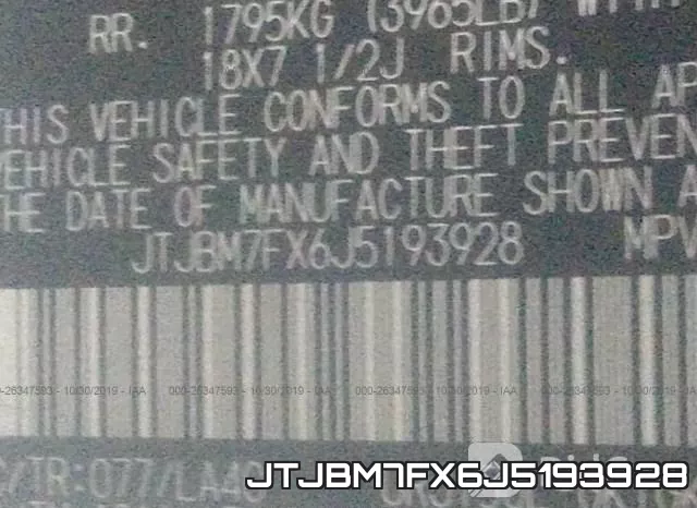 JTJBM7FX6J5193928 фото 10