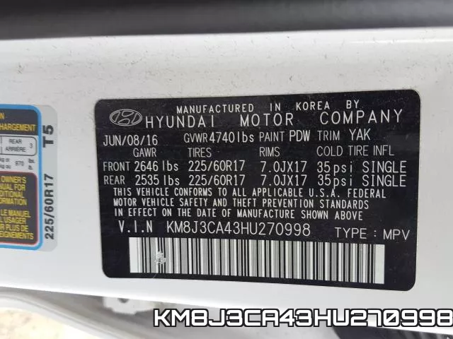 KM8J3CA43HU270998 фото 2