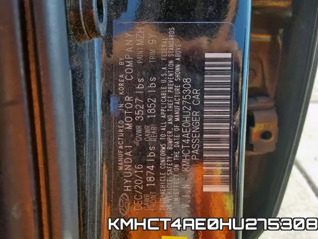 KMHCT4AE0HU275308 фото 2