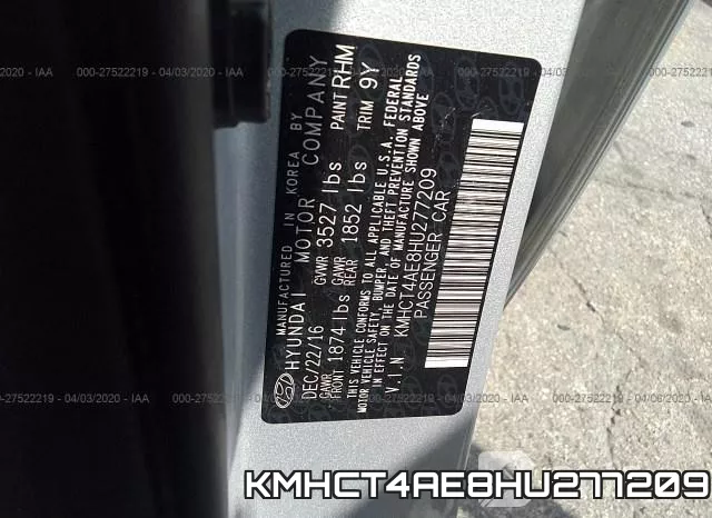 KMHCT4AE8HU277209 фото 10