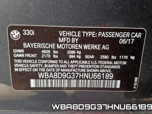 WBA8D9G37HNU66189 фото 2