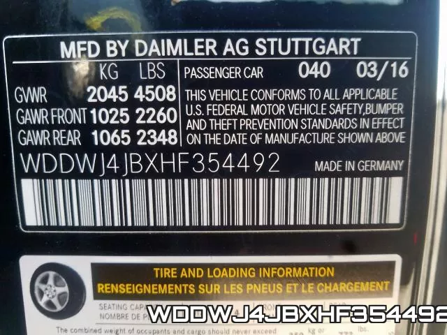 WDDWJ4JBXHF354492 фото 2