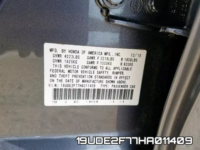 19UDE2F77HA011409 фото 2