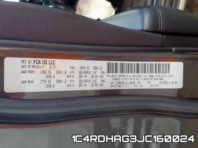 1C4RDHAG3JC160024 фото 2