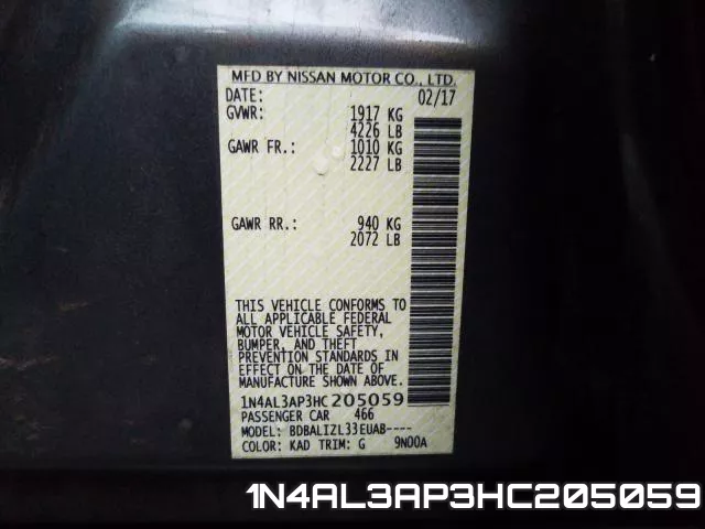 1N4AL3AP3HC205059 фото 2
