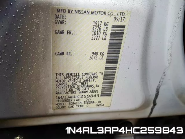 1N4AL3AP4HC259843 фото 2