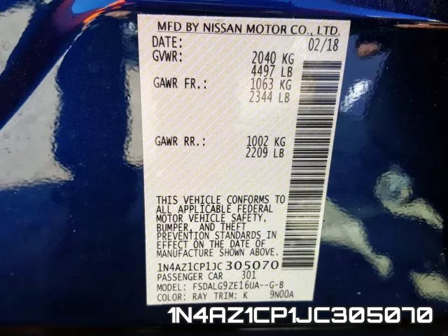 1N4AZ1CP1JC305070 фото 2