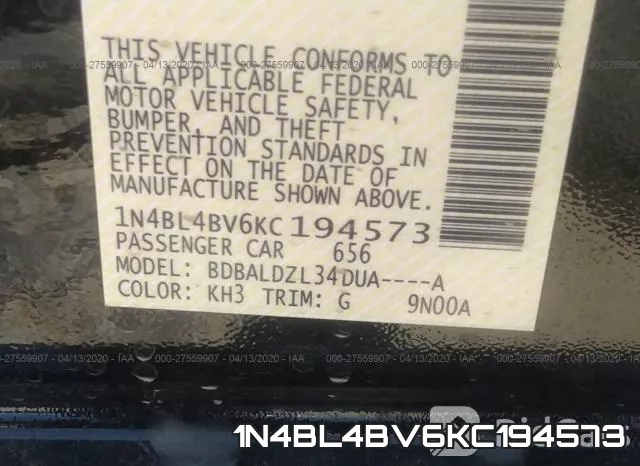 1N4BL4BV6KC194573 фото 10