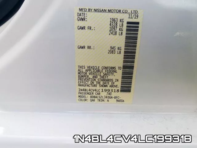 1N4BL4CV4LC199318 фото 2