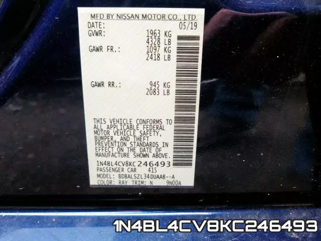1N4BL4CV8KC246493 фото 2