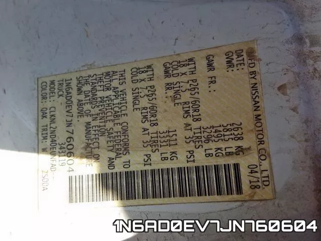 1N6AD0EV7JN760604 фото 2