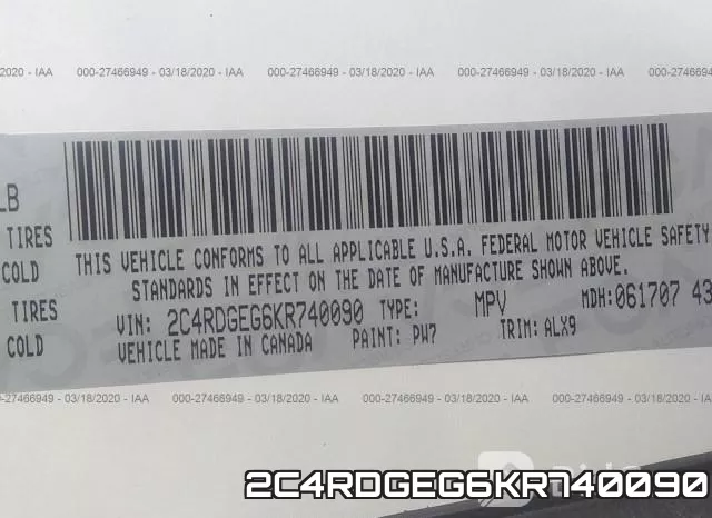 2C4RDGEG6KR740090 фото 10