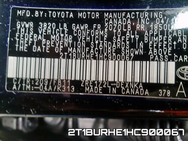 2T1BURHE1HC900067 фото 2
