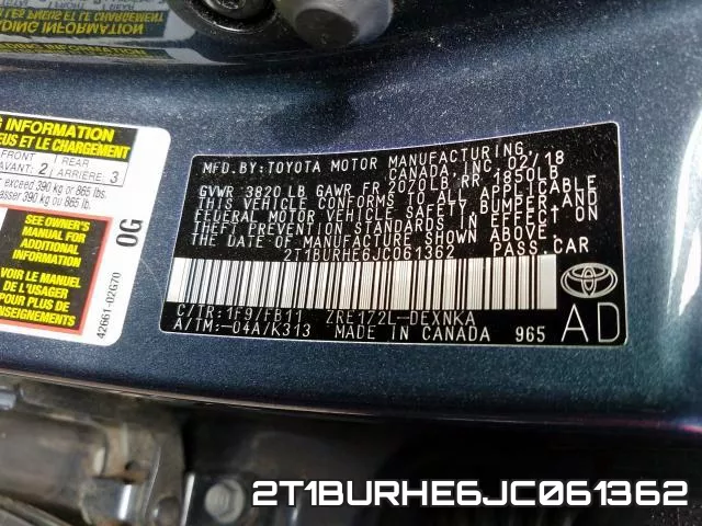 2T1BURHE6JC061362 фото 2