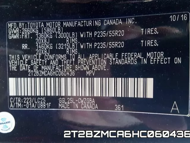 2T2BZMCA6HC060436 фото 2