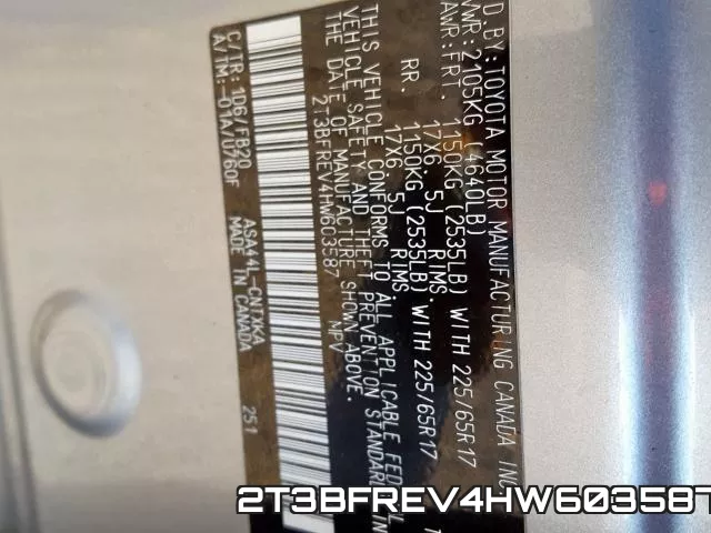 2T3BFREV4HW603587 фото 2