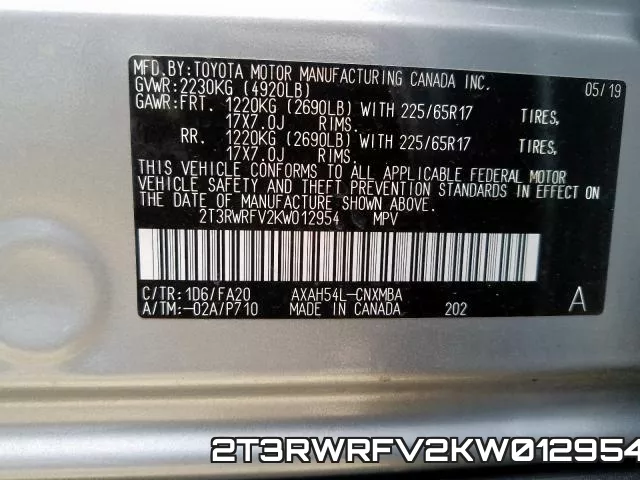2T3RWRFV2KW012954 фото 2