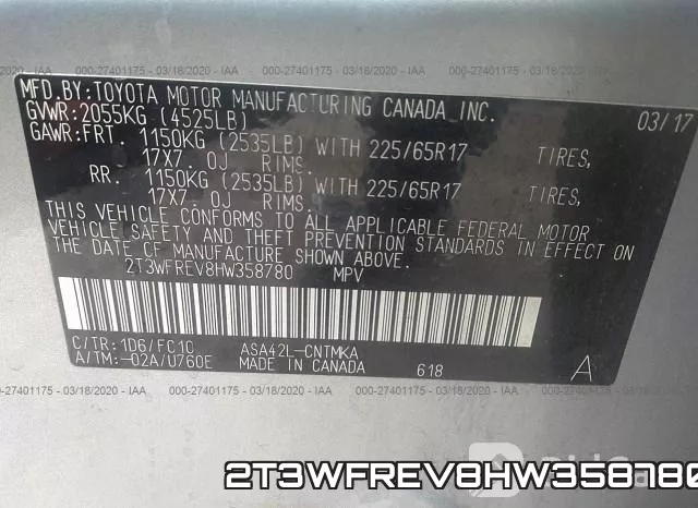 2T3WFREV8HW358780 фото 10