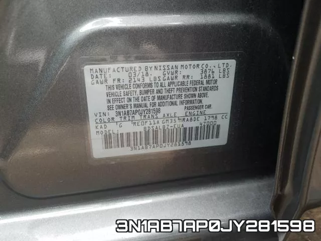 3N1AB7AP0JY281598 фото 2