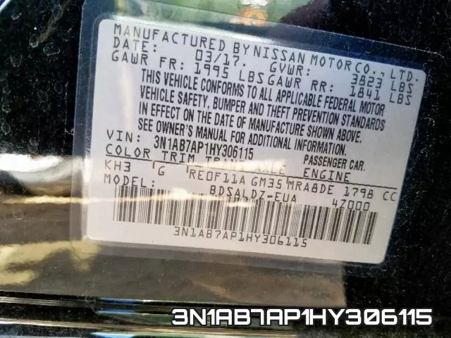 3N1AB7AP1HY306115 фото 2