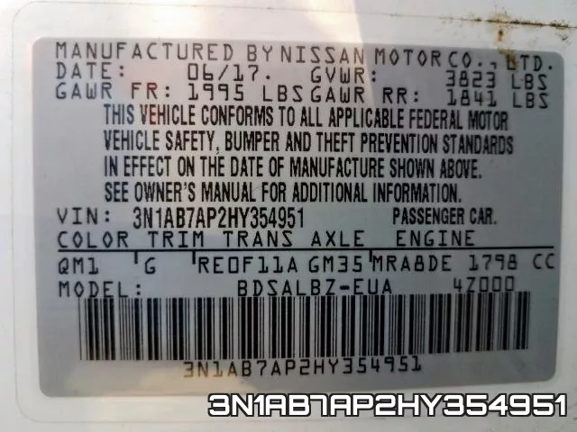 3N1AB7AP2HY354951 фото 2