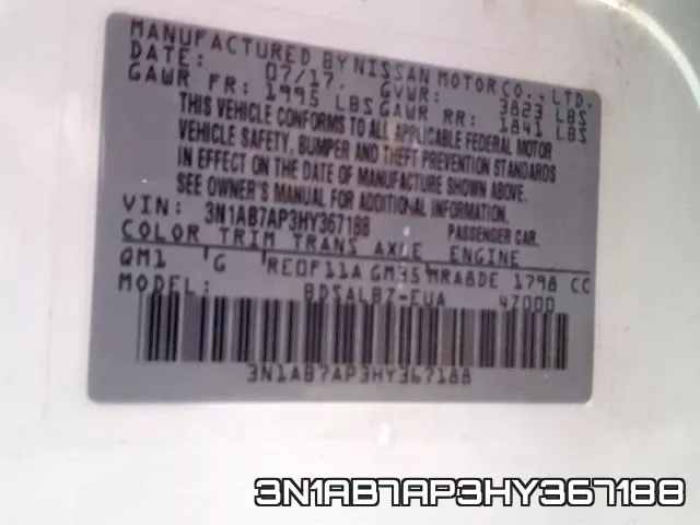 3N1AB7AP3HY367188 фото 2
