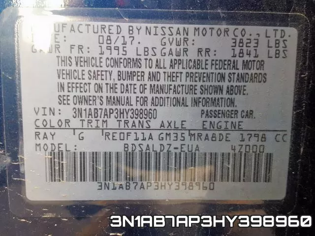 3N1AB7AP3HY398960 фото 2