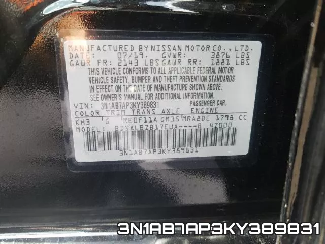 3N1AB7AP3KY389831 фото 2