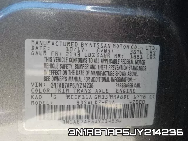 3N1AB7AP5JY214236 фото 2