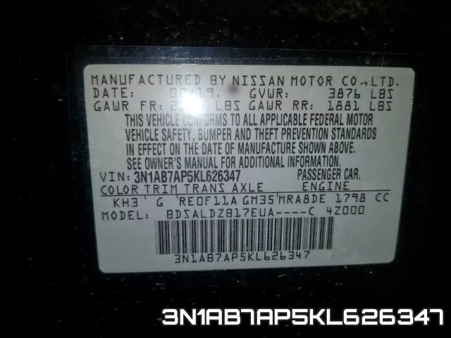 3N1AB7AP5KL626347 фото 2
