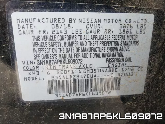 3N1AB7AP6KL609072 фото 2