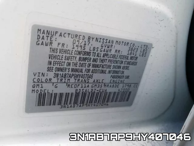 3N1AB7AP9HY407046 фото 2