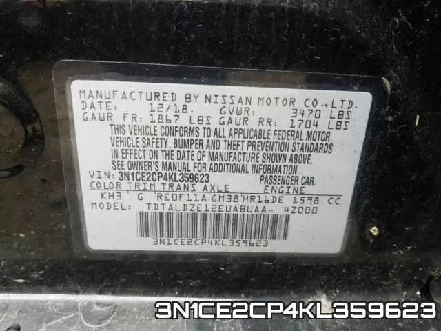 3N1CE2CP4KL359623 фото 2
