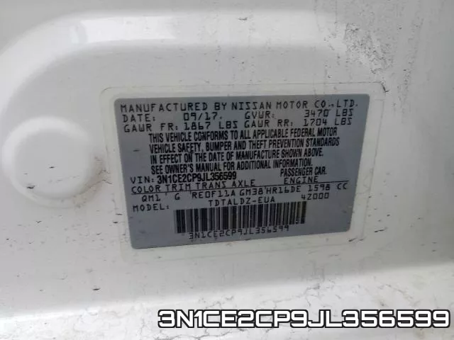 3N1CE2CP9JL356599 фото 2
