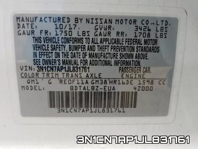 3N1CN7AP1JL831761 фото 2