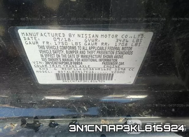 3N1CN7AP3KL816924 фото 10