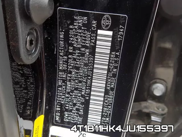 4T1B11HK4JU155397 фото 2