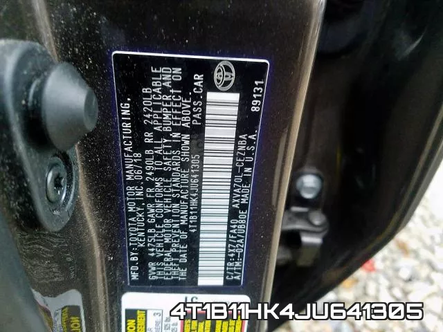 4T1B11HK4JU641305 фото 2