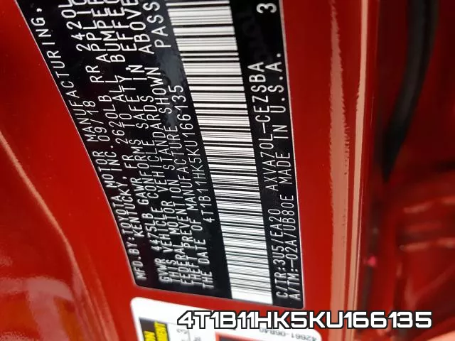 4T1B11HK5KU166135 фото 2