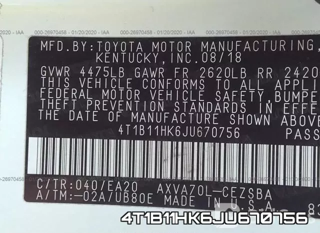 4T1B11HK6JU670756 фото 10