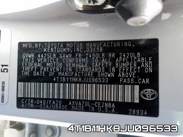 4T1B11HK8JU096533 фото 2