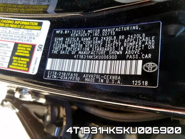 4T1B31HK5KU006900 фото 2