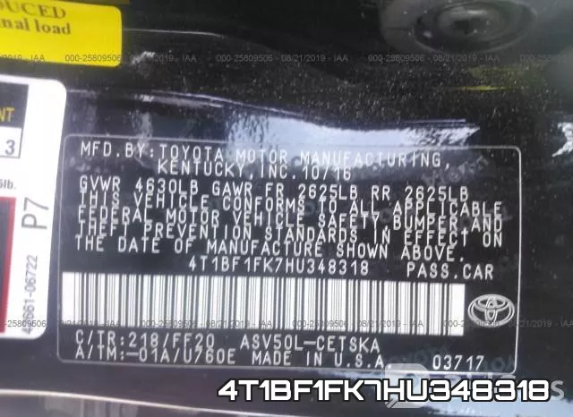 4T1BF1FK7HU348318 фото 10