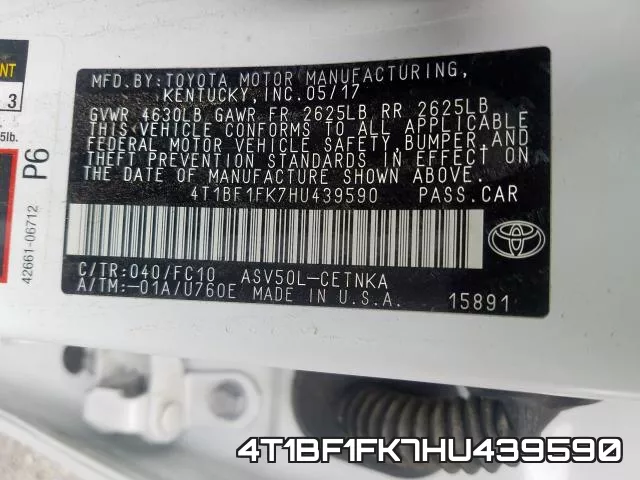 4T1BF1FK7HU439590 фото 2