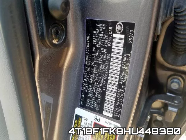 4T1BF1FK8HU448380 фото 2