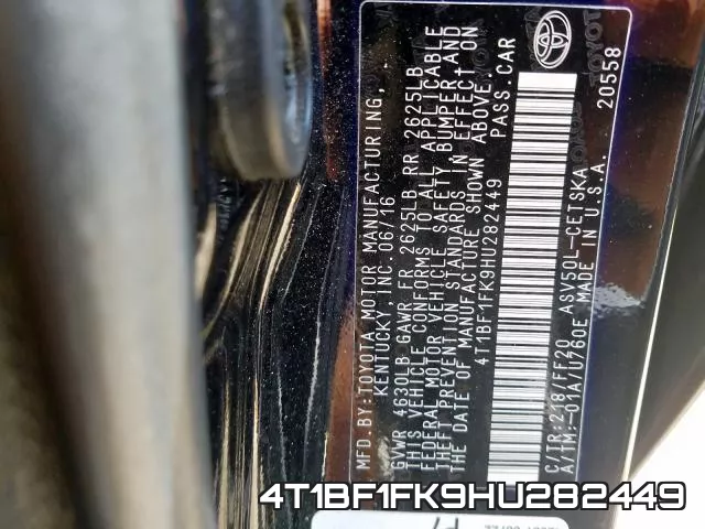 4T1BF1FK9HU282449 фото 2