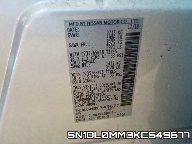 5N1DL0MM3KC549677 фото 2