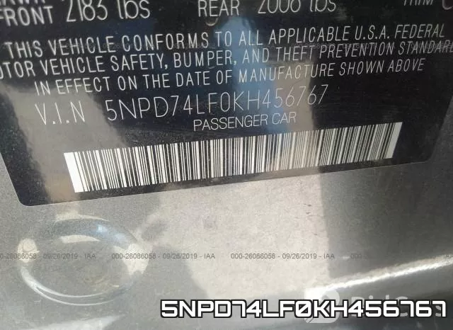5NPD74LF0KH456767 фото 10