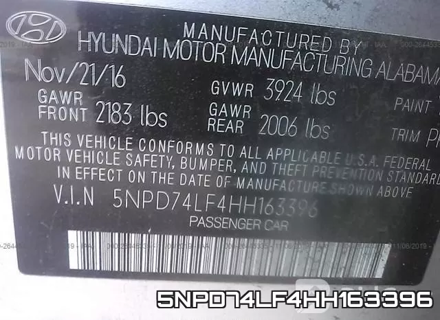 5NPD74LF4HH163396 фото 10
